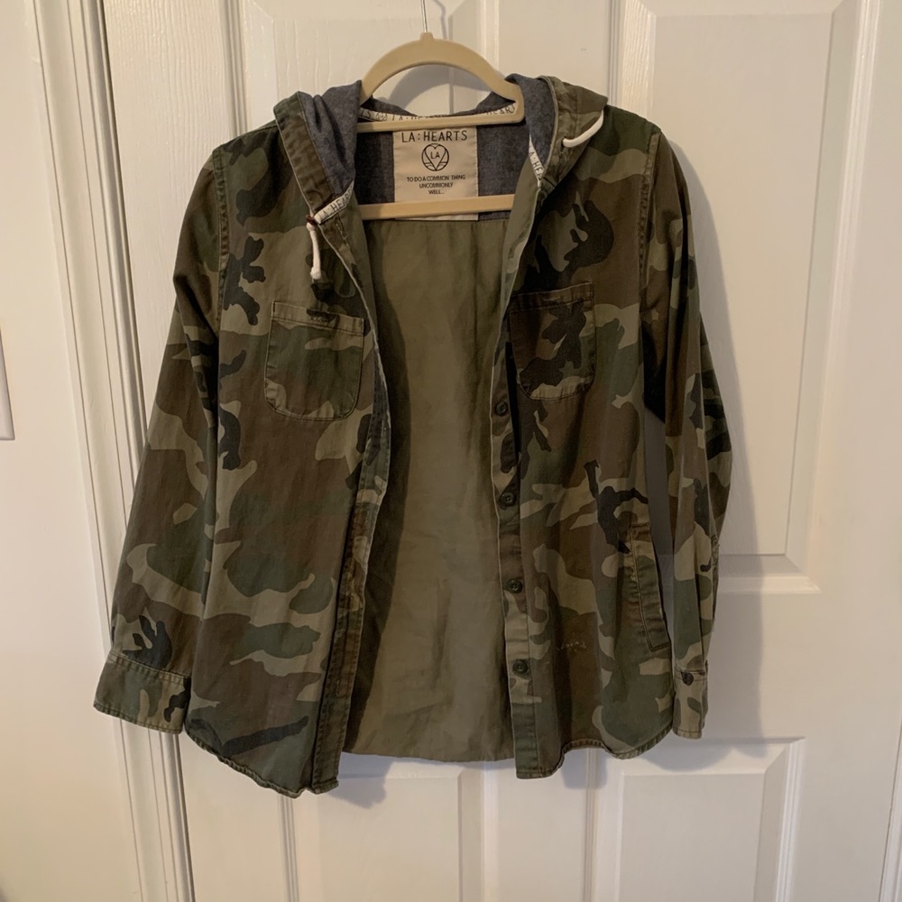 LA hearts camp utility hooded button up jacket